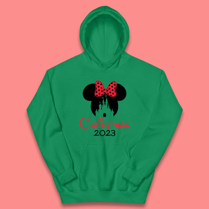 Christmas 2023 Mickey Mouse Minnie Mouse Magic Castle Holiday Xmas Disneyland Trip Kids Hoodie