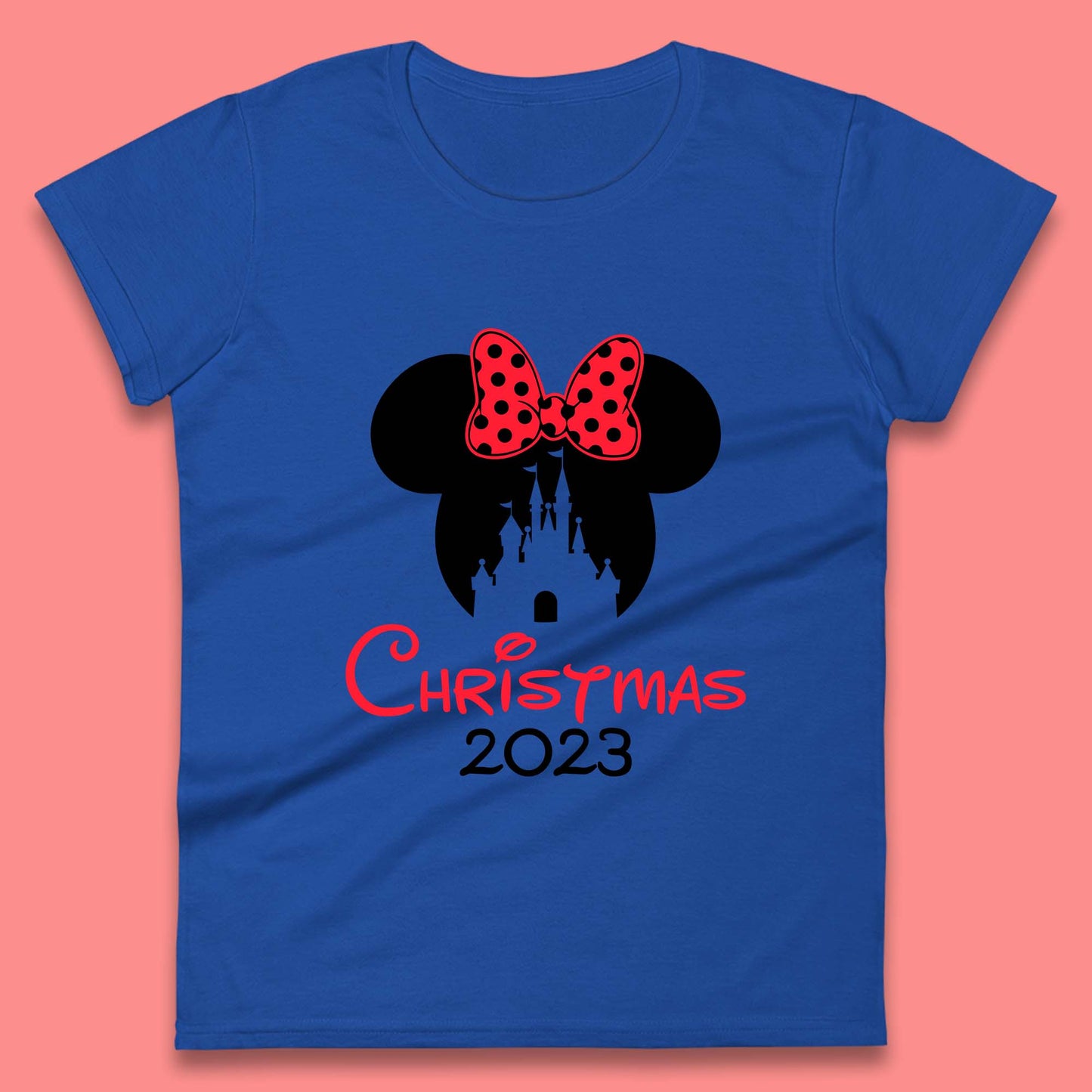 Christmas 2023 Mickey Mouse Minnie Mouse Magic Castle Holiday Xmas Disneyland Trip Womens Tee Top