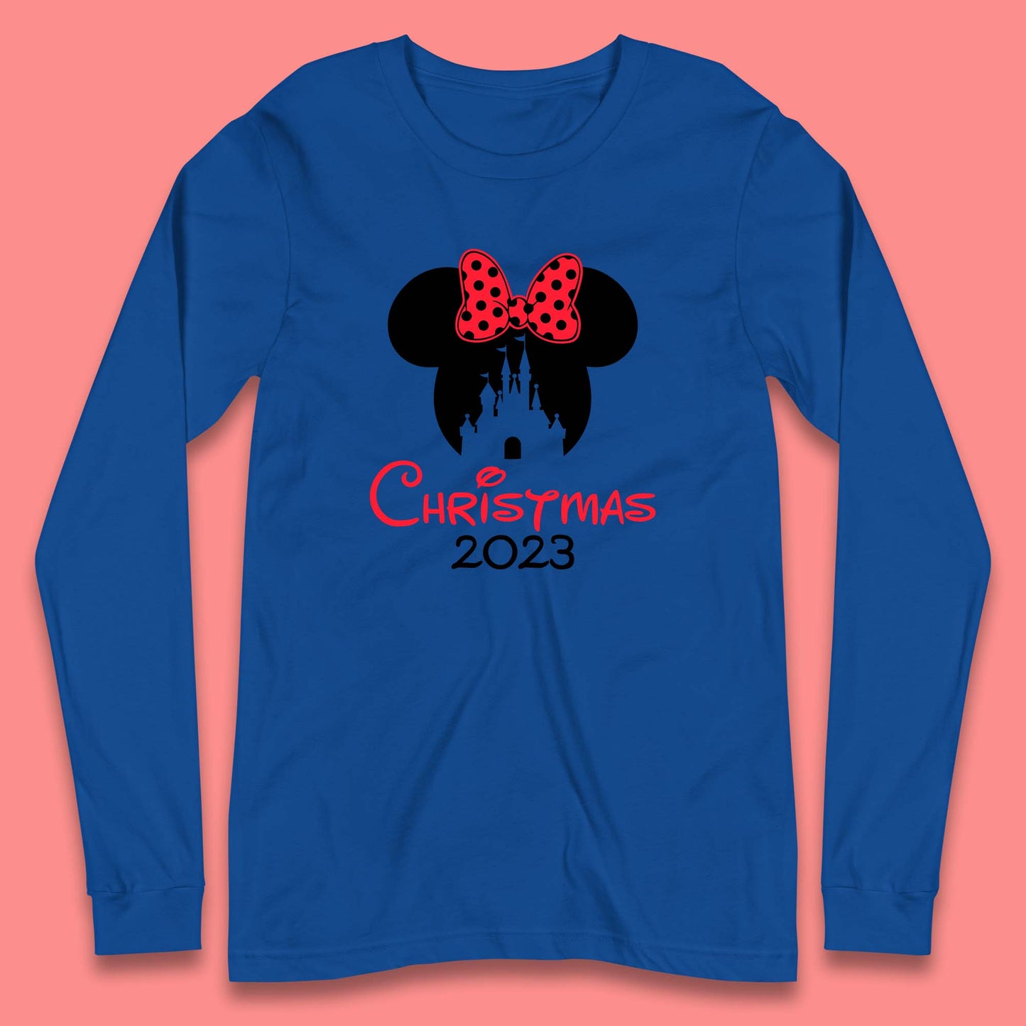 Christmas 2023 Mickey Mouse Minnie Mouse Magic Castle Holiday Xmas Disneyland Trip Long Sleeve T Shirt