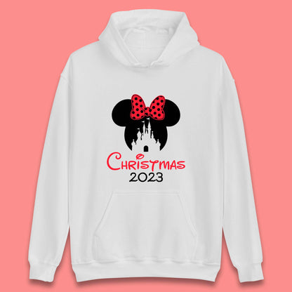 Christmas 2023 Mickey Mouse Minnie Mouse Magic Castle Holiday Xmas Disneyland Trip Unisex Hoodie