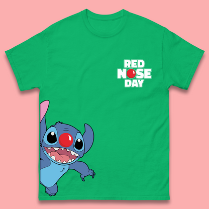 Red Nose Day Peeking Disney Stitch Mens T-Shirt