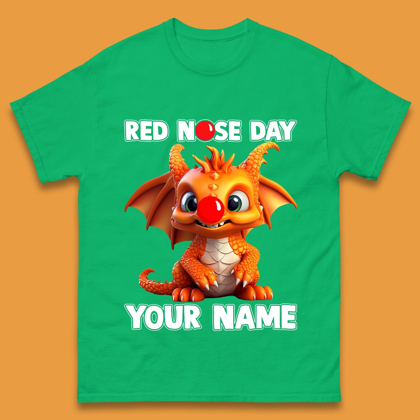 Personalised Red Nose Day Dragon Mens T-Shirt