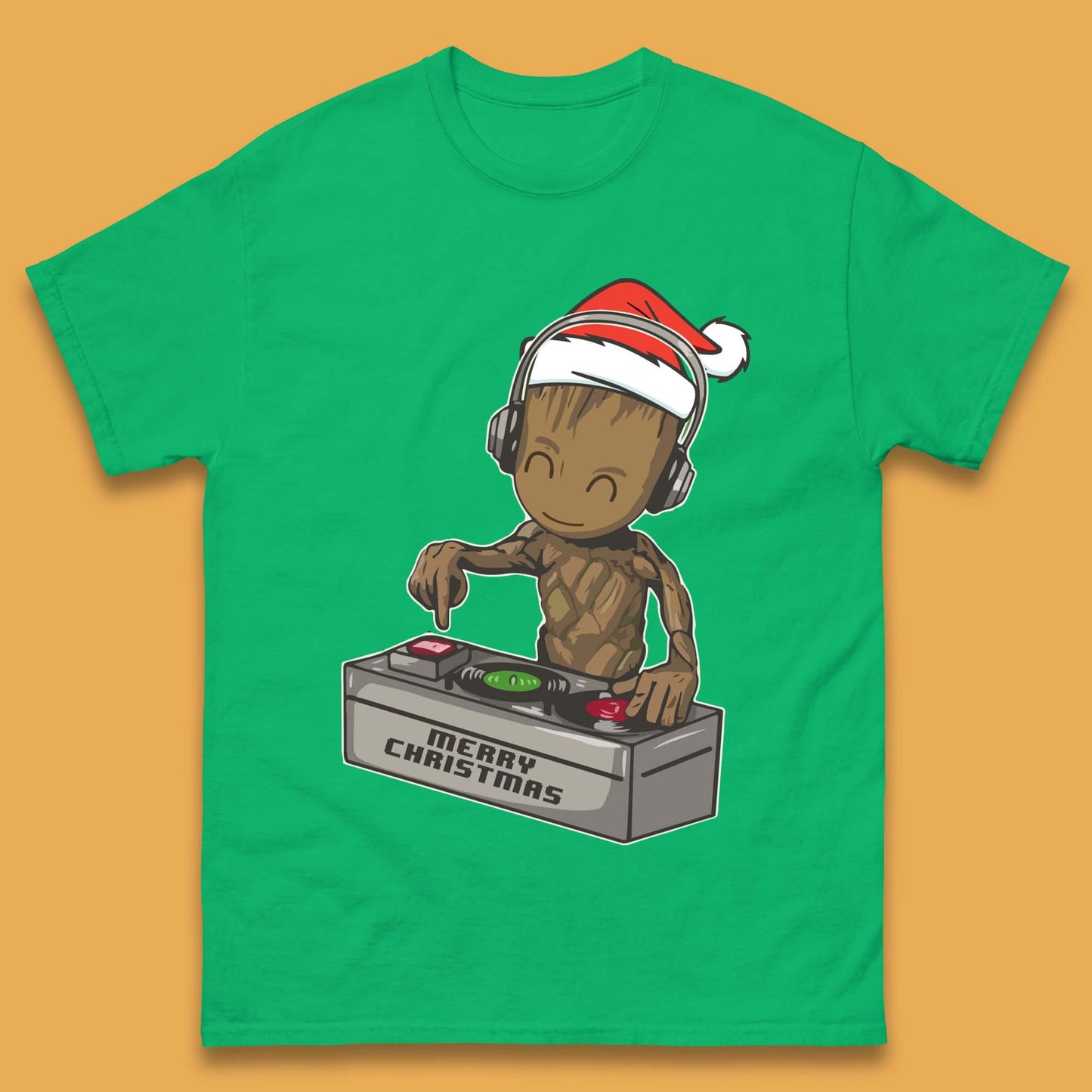 Baby Groot DJ Christmas Mens T-Shirt