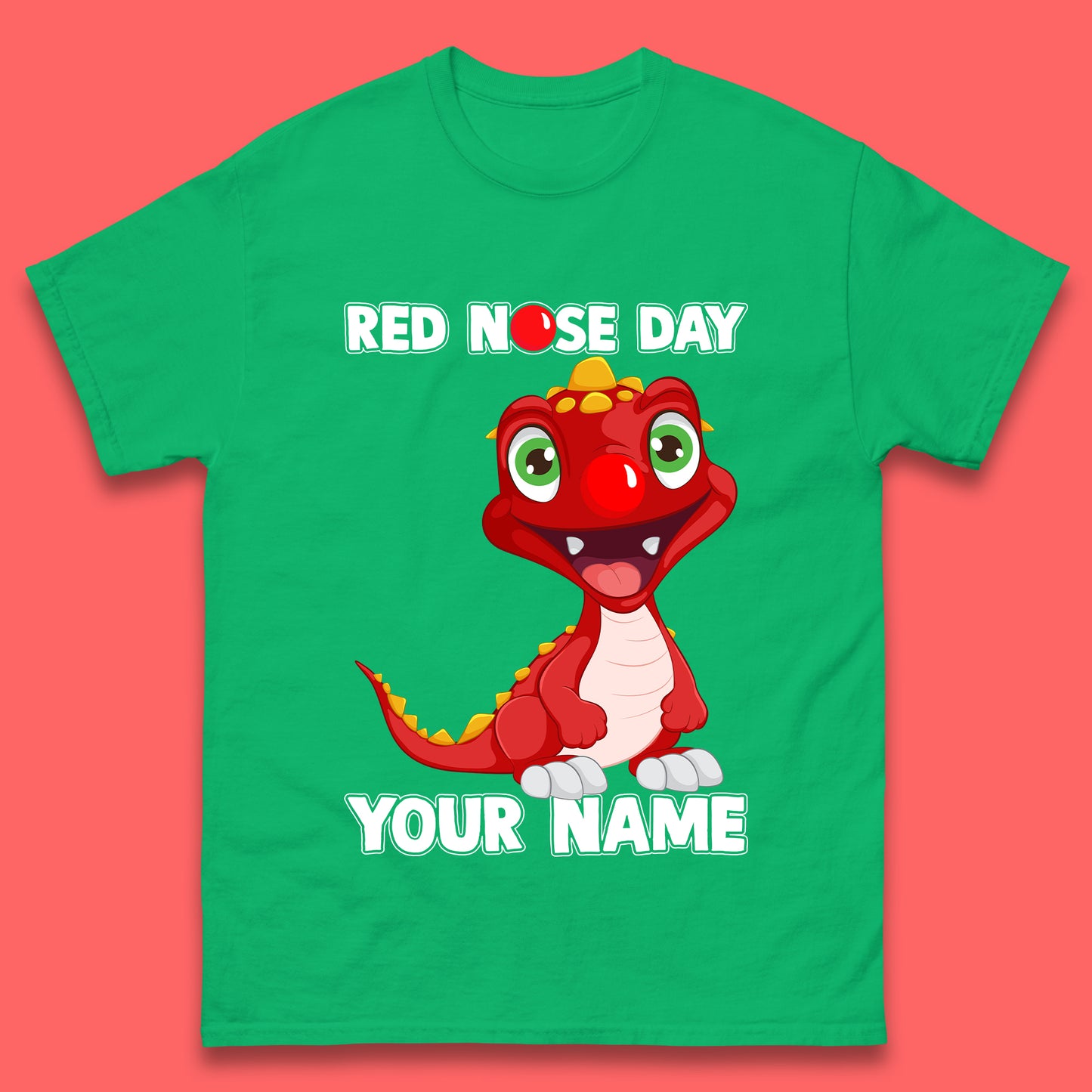 Personalised Red Nose Day Dragon Mens T-Shirt