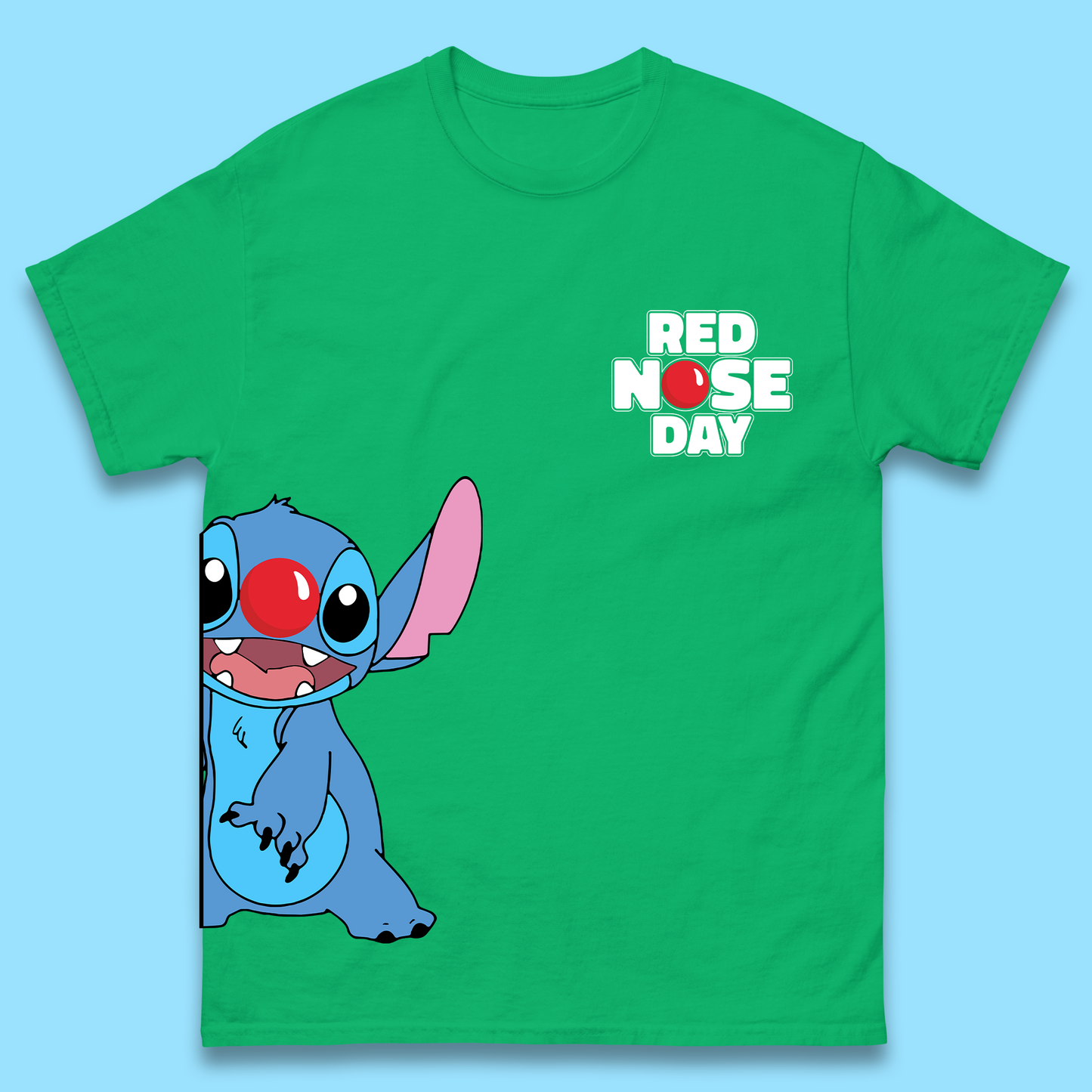 Red Nose Day Peeking Disney Stitch Mens T-Shirt