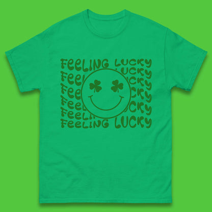 Feeling Lucky Smiley Shamrock Mens T-Shirt