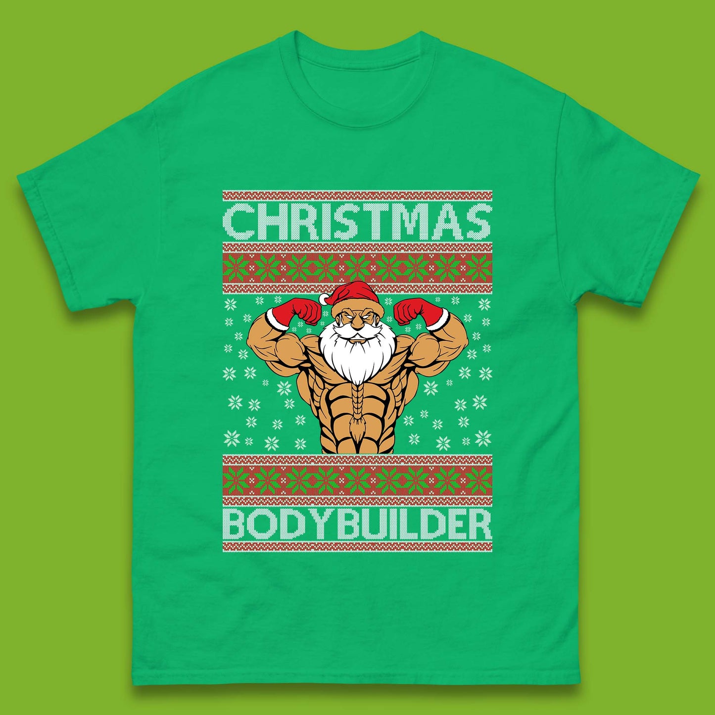 Ugly Christmas Bodybuilder Mens T-Shirt