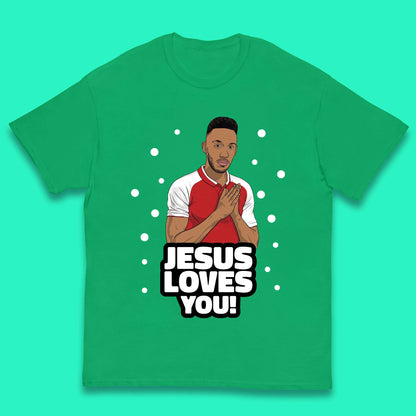 Jesus Loves You Footballer Christmas Kids T-Shirt