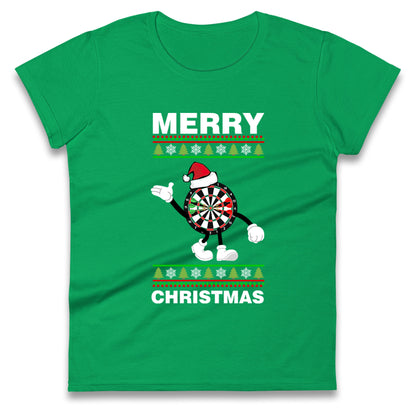 dartboard christmas santa costume womens t shirt