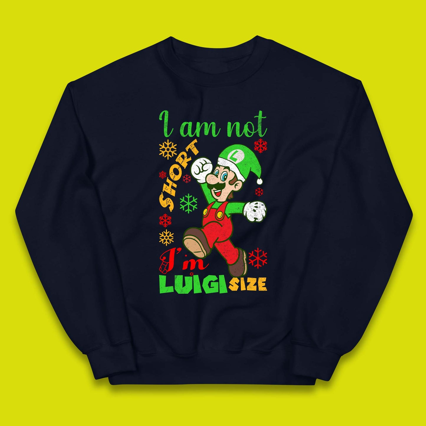 Luigi Size Mario Size Christmas Kids Jumper