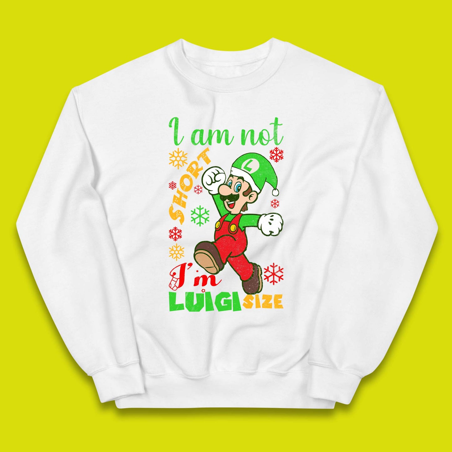 Luigi Size Mario Size Christmas Kids Jumper