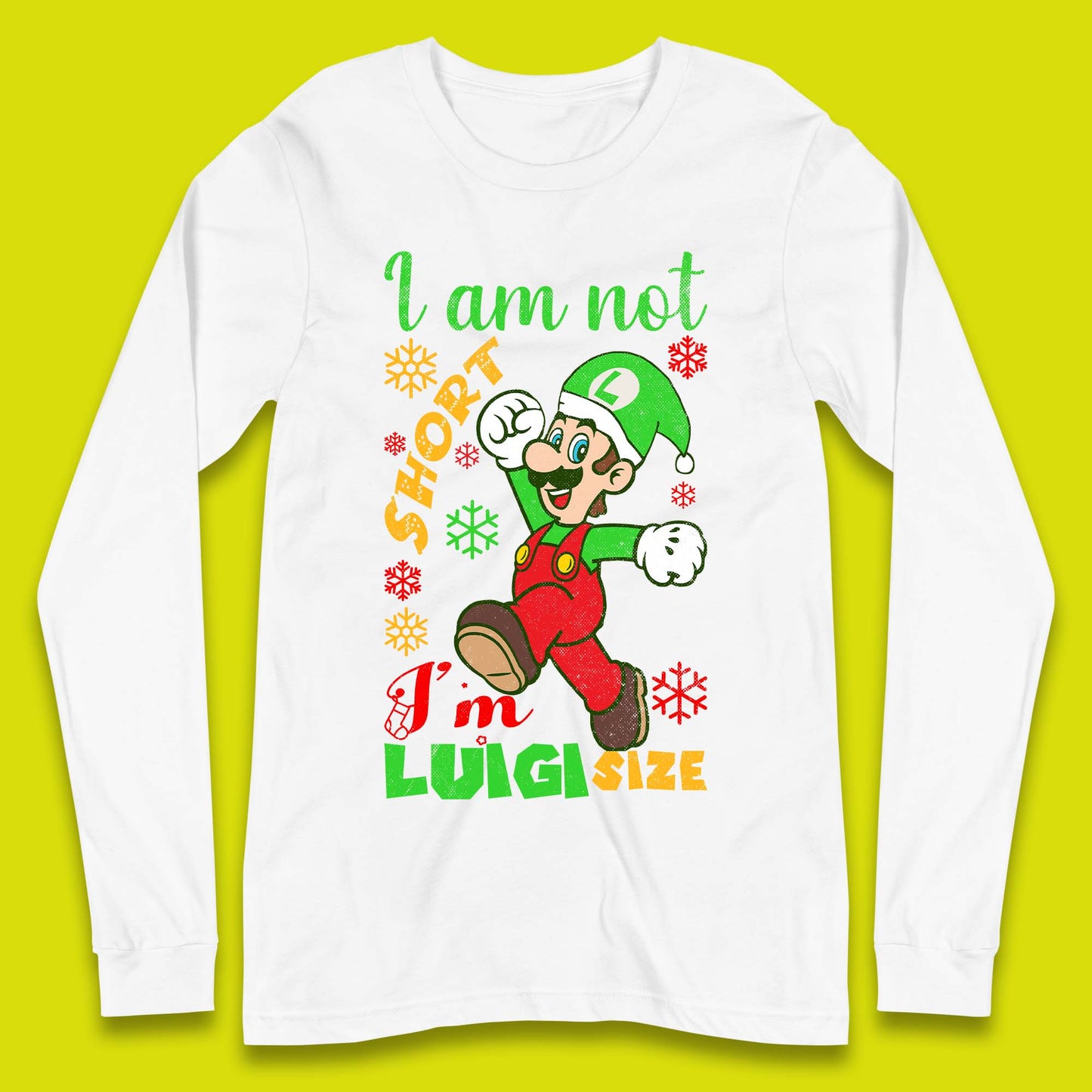 Luigi Size Mario Size Christmas Long Sleeve T-Shirt