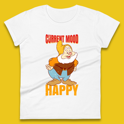 Disney Seven Dwarfs Current Mood Grumpy Bashful Sleepy Doc Dopey Sneezy Happy 7 Dwarfs Matching Disneyland Vacation Womens Tee Top