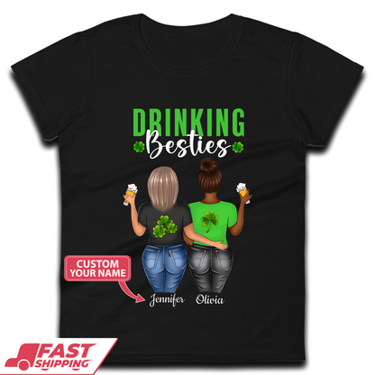 Personalised Drinking Besties Womens T-Shirt