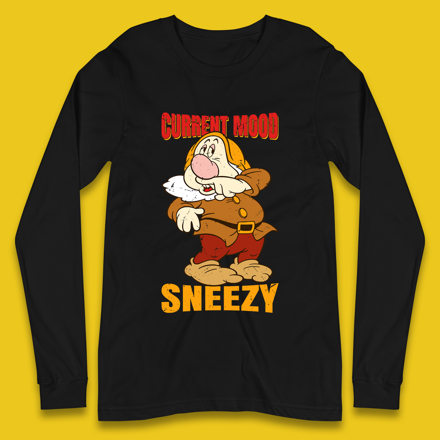 Disney Seven Dwarfs Current Mood Grumpy Bashful Sleepy Doc Dopey Sneezy Happy 7 Dwarfs Matching Disneyland Vacation Long Sleeve T Shirt