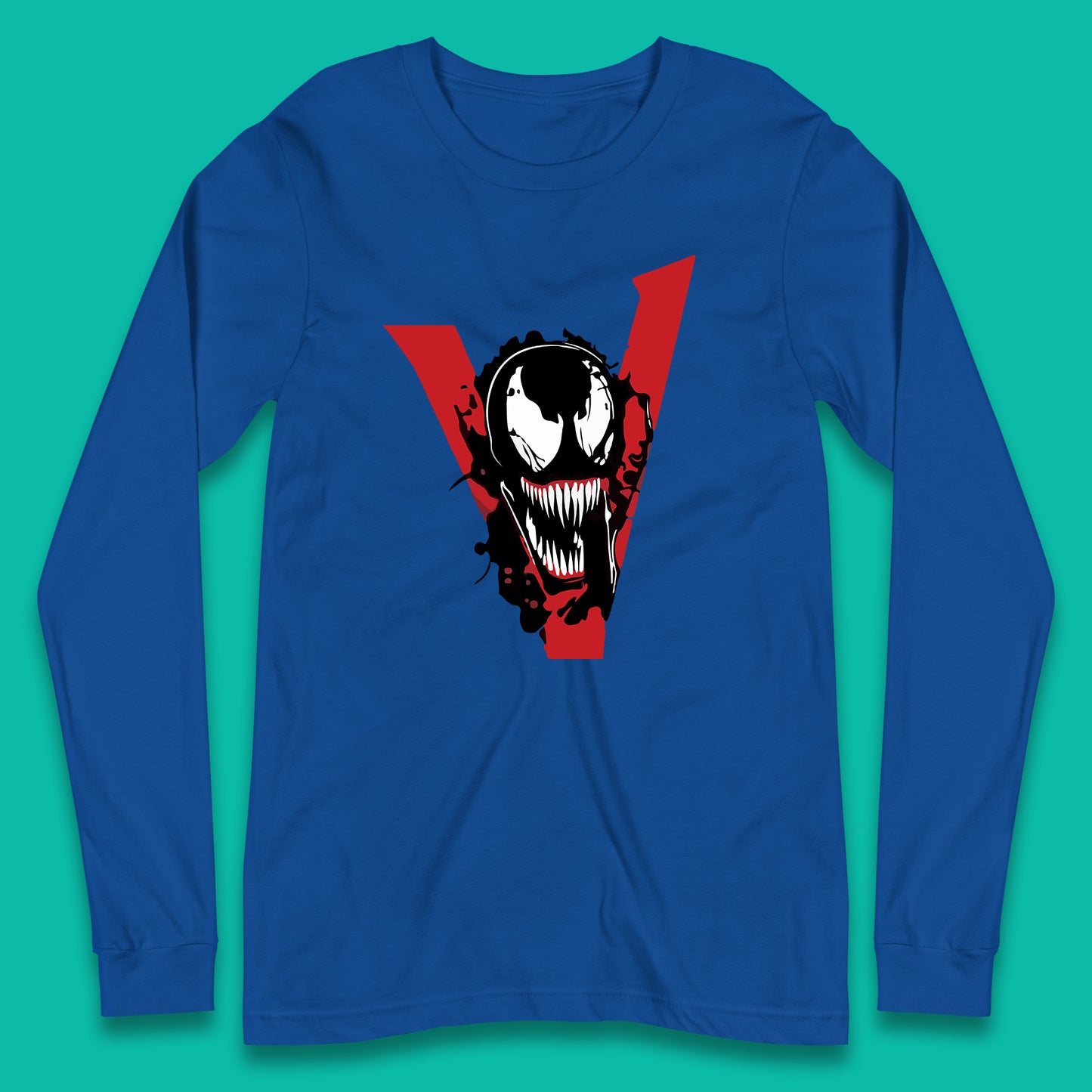 Marvel Venom Face Side View Tongue Out Marvel Avengers Superheros Movie Character Long Sleeve T Shirt