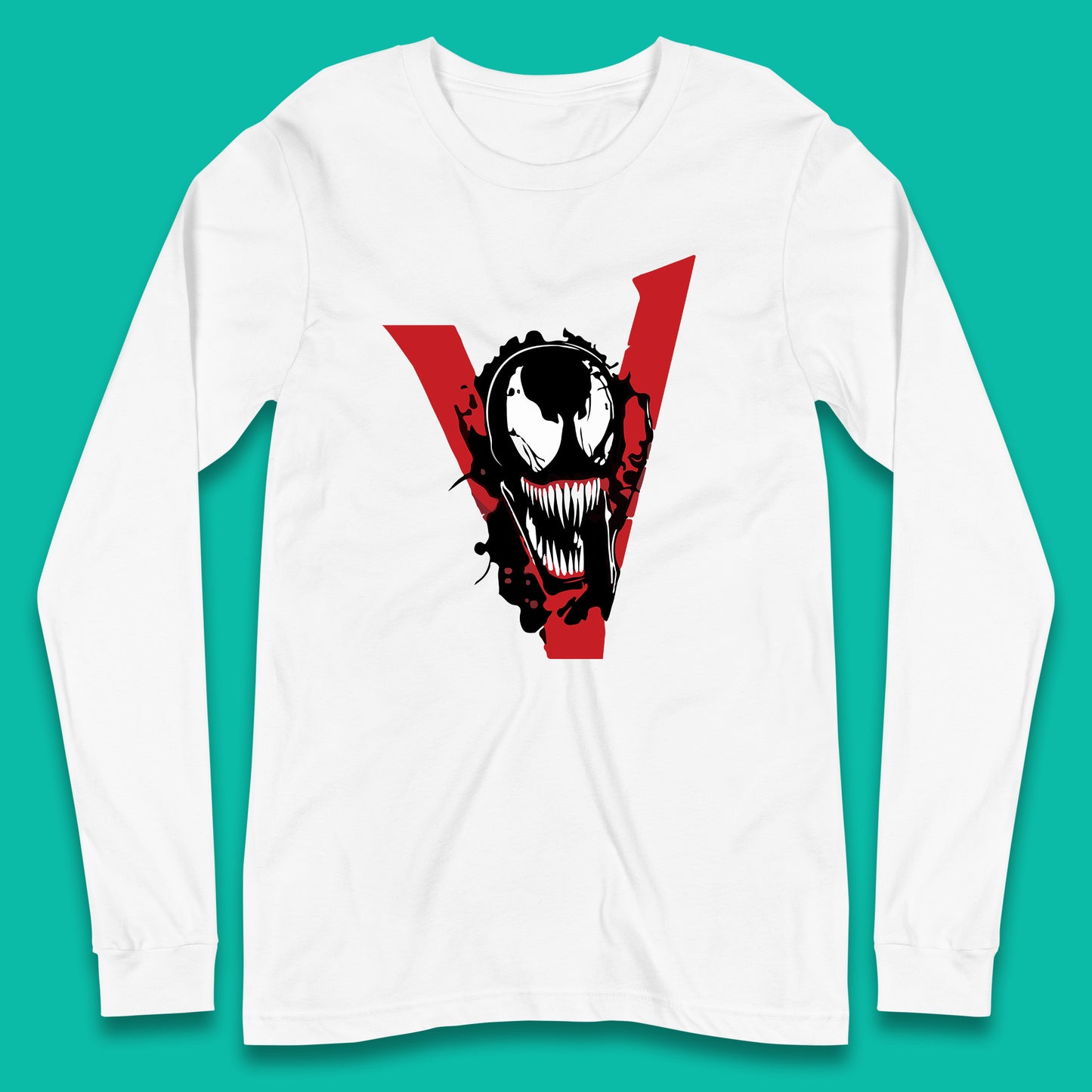 Marvel Venom Face Side View Tongue Out Marvel Avengers Superheros Movie Character Long Sleeve T Shirt