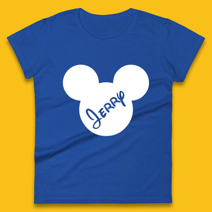 Personalised Disney Mickey Mouse And Minnie Mouse Head Your Name Disneyland Trip Womens Tee Top