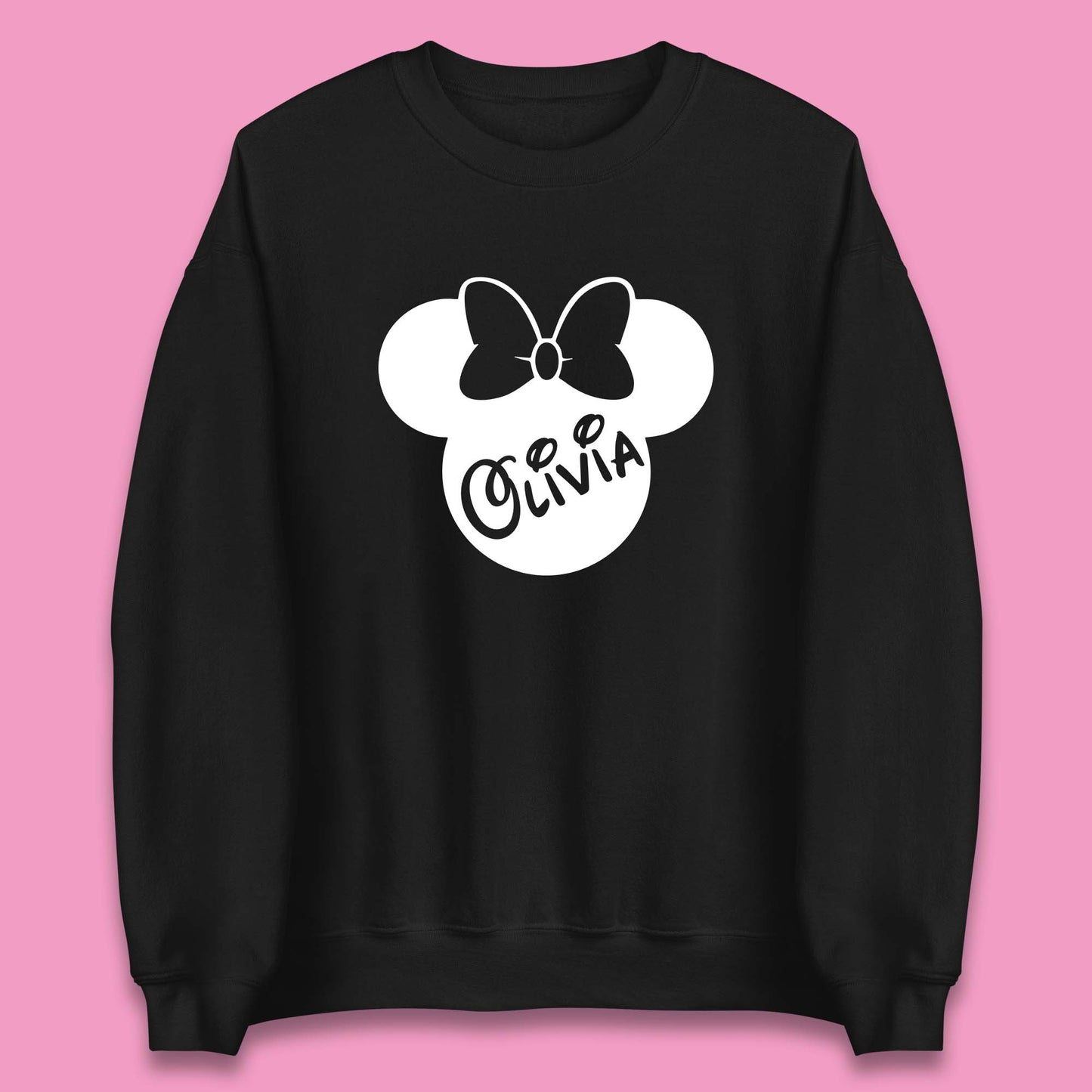 Personalised Disney Mickey Mouse And Minnie Mouse Head Your Name Disneyland Trip Unisex Sweatshirt