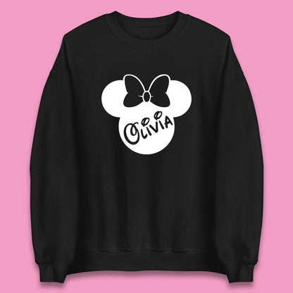 Personalised Disney Mickey Mouse And Minnie Mouse Head Your Name Disneyland Trip Unisex Sweatshirt