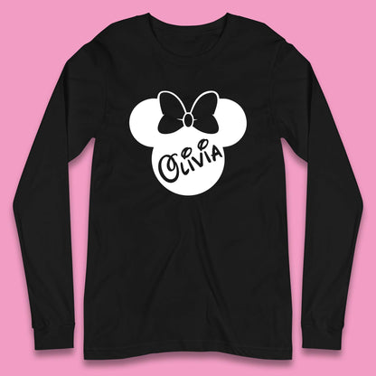 Personalised Disney Mickey Mouse And Minnie Mouse Head Your Name Disneyland Trip Long Sleeve T Shirt