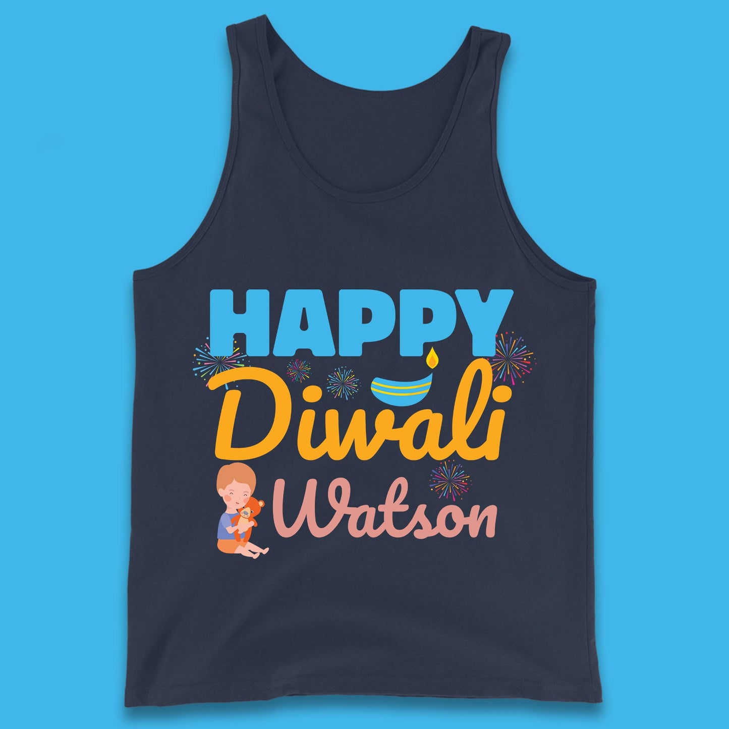 Personalised Happy Diwali Festival Of Lights Your Name Indian Diwali Holiday Celebration Tank Top