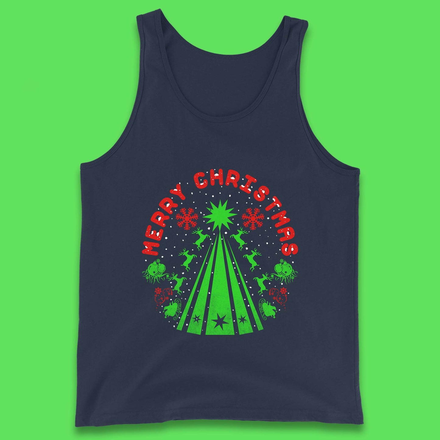 merry christmas reindeers tank top