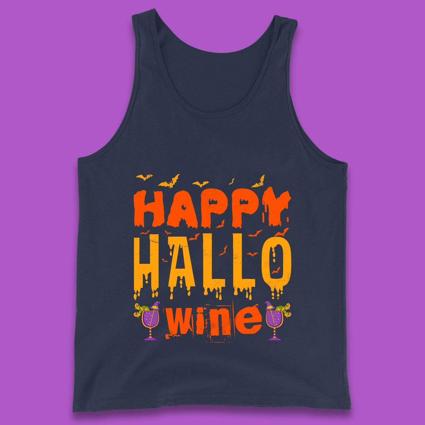 Happy Hallowine Funny Halloween Wine Drinking Party Wine Lover Tank Top