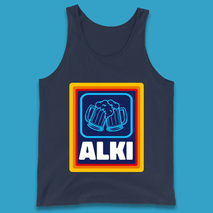 Alki Aldi Drink Pub Beer Joke Funny Parody Novelty Gift Tank Top