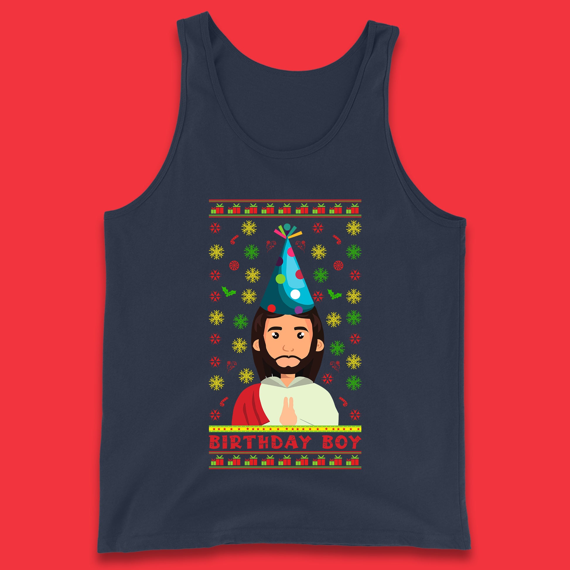 jesus birthday boy christmas tank top