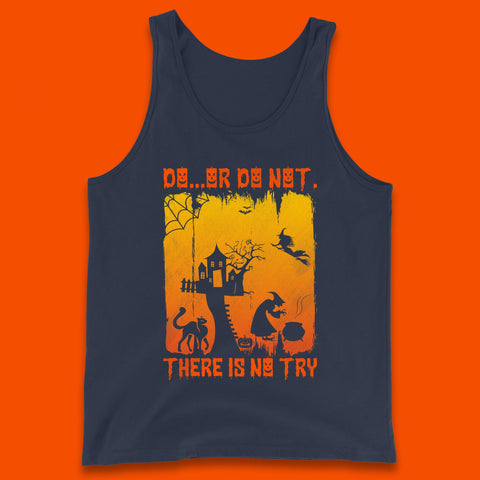 Do Or Do Not There Is No Try Halloween Tree House Flying Witch Scary Spooky Black Cat Tank Top