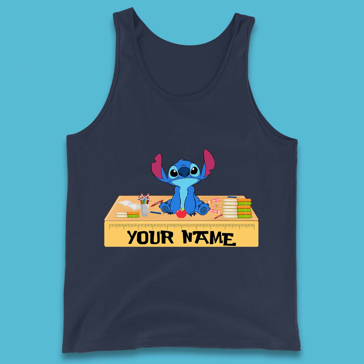 Personalised Disney Stitch Welcome Back To School Your Name Lilo & Stitch School First Day Of School Tank Top