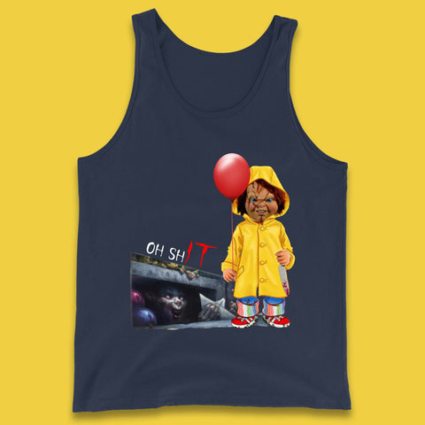 Oh Shit Pennywise Chucky Clown Spoof Halloween IT Pennywise Clown Horror Movie Character Tank Top