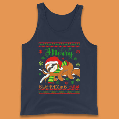 Merry Slothmas Day Christmas Santa Sloth Lovers Xmas Holiday Celebration Tank Top