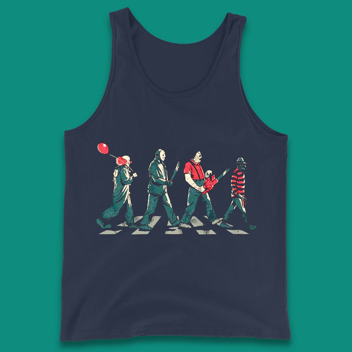 Halloween Friends Horror Movie Characters The Beatles Walk Abbey Road Killer Squad Tank Top