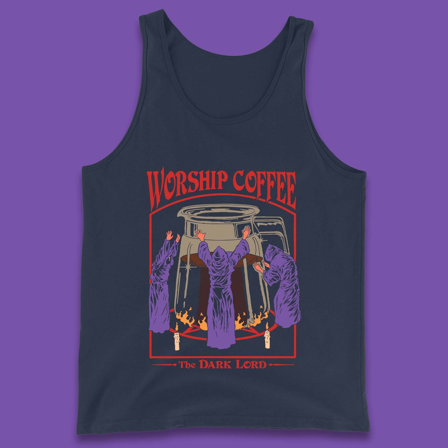 Worship Coffee The Dark Lord Aesthetic Vintage Coffee Retro Halloween Coffee Lover Faith Tank Top