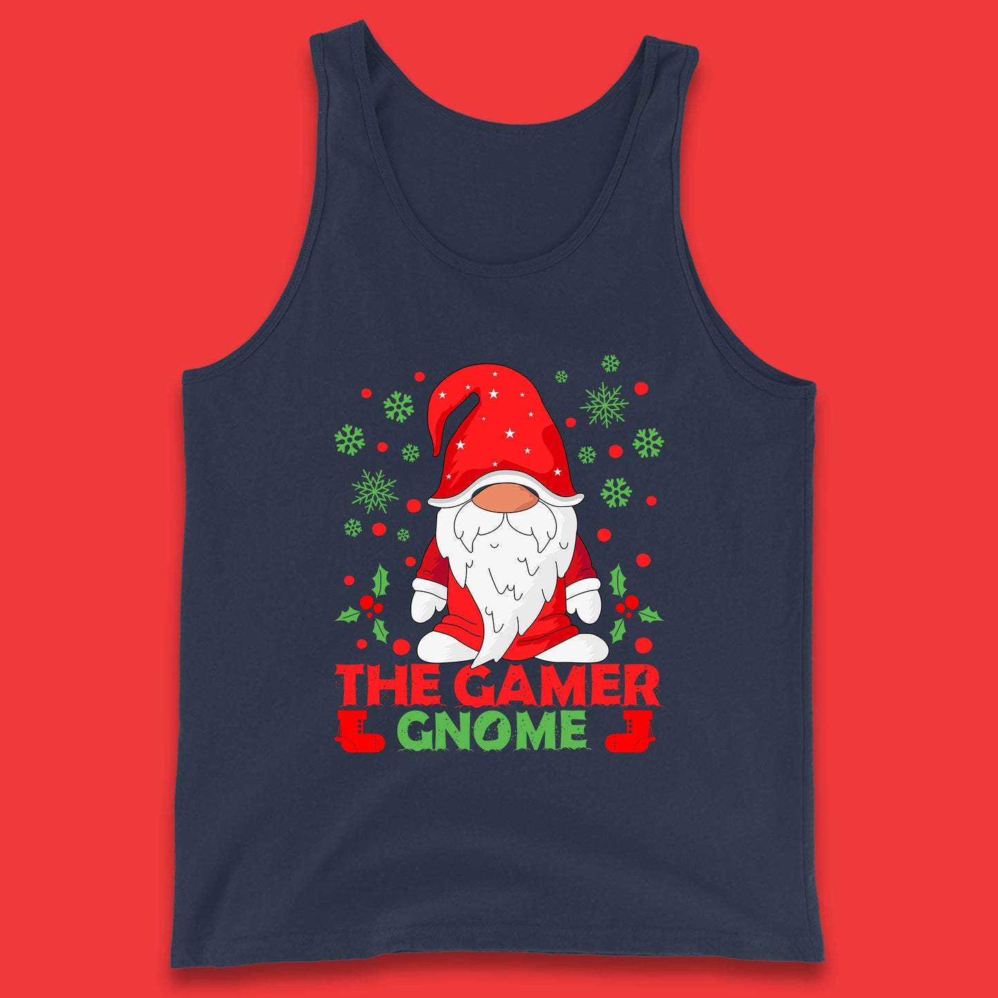 the gamer gnome christmas tank top