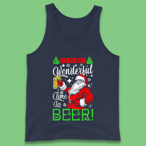 It's The Most Wonderful Time For A Beer Christmas Santa Beer Drinking Xmas Party Tank Top