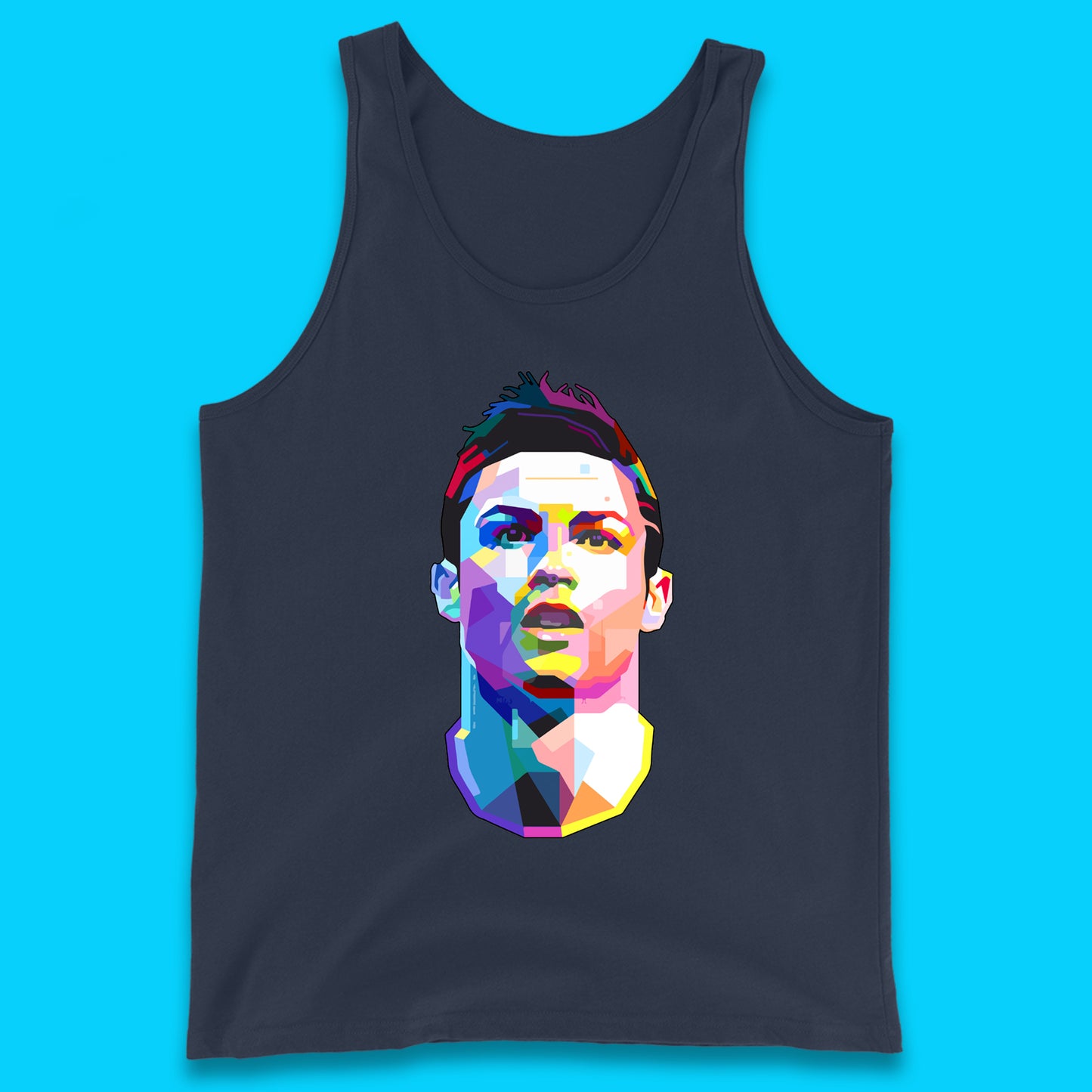 Cristiano Ronaldo Retro Style Portrait Football Player CR7 Portuguese Professional Footballer Soccer Player Sports Champion Tank Top