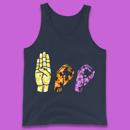 Halloween Hand Sign Language Boo Ghost American Sign Language Alphabet ASL Halloween Tank Top