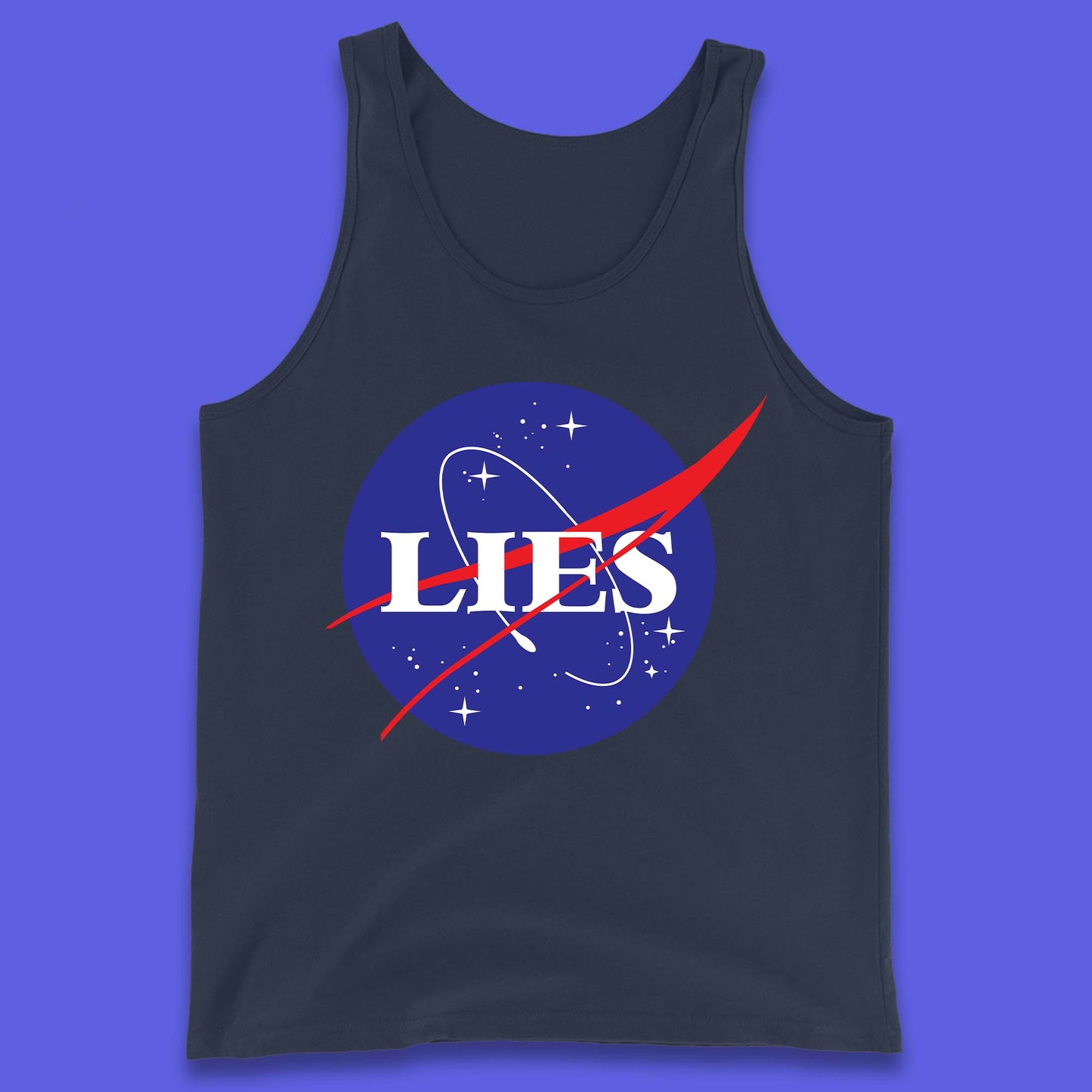 NASA Lies Logo Parody Tank Top