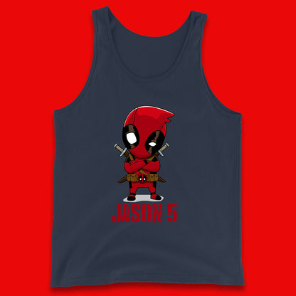 Personalised Chibi Deadpool Fictional Character Your Name & Age Superhero Comic Book Character Deadpool Marvel Comics Tank Top