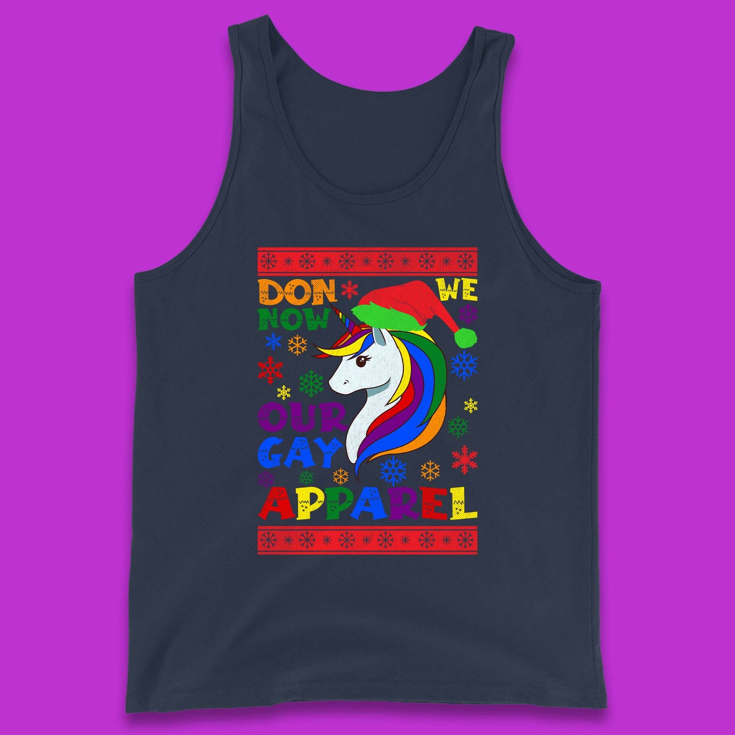 LGBT Rainbow Unicorn Christmas Tank Top