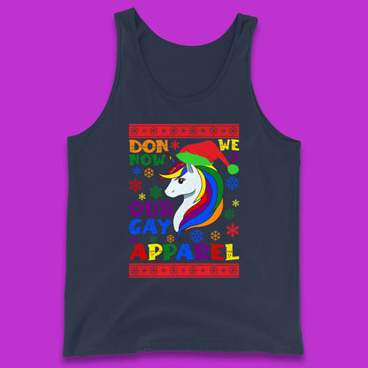 LGBT Rainbow Unicorn Christmas Tank Top