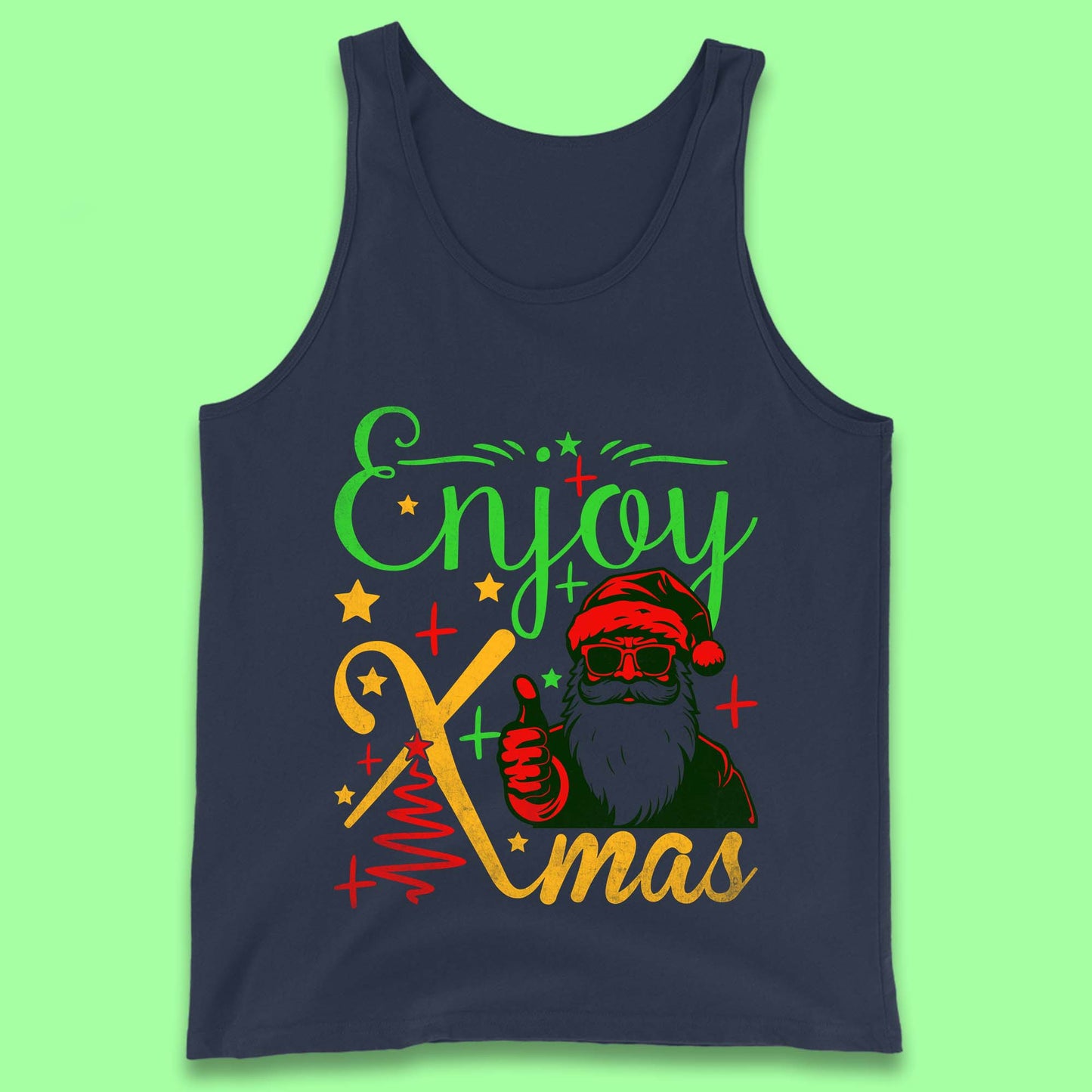 santa claus thumbs up christmas tank top