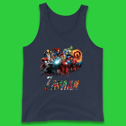 Personalised Marvel Avengers Super Heroes Movie Characters Spider Man, Black Widow, Hulk, Iron Man, Thor, Captain America Avengers Squad Tank Top