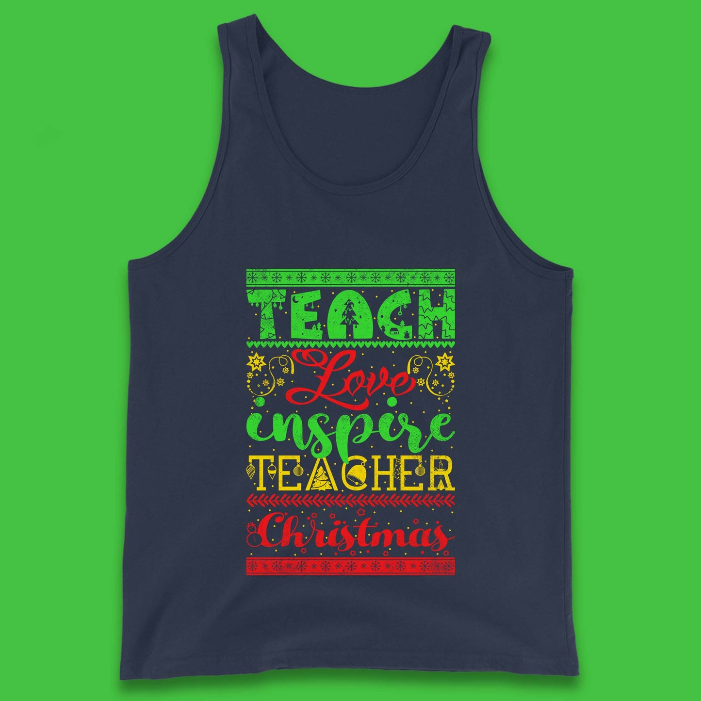 teach love inspire teacher christmas tank top