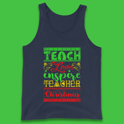 teach love inspire teacher christmas tank top