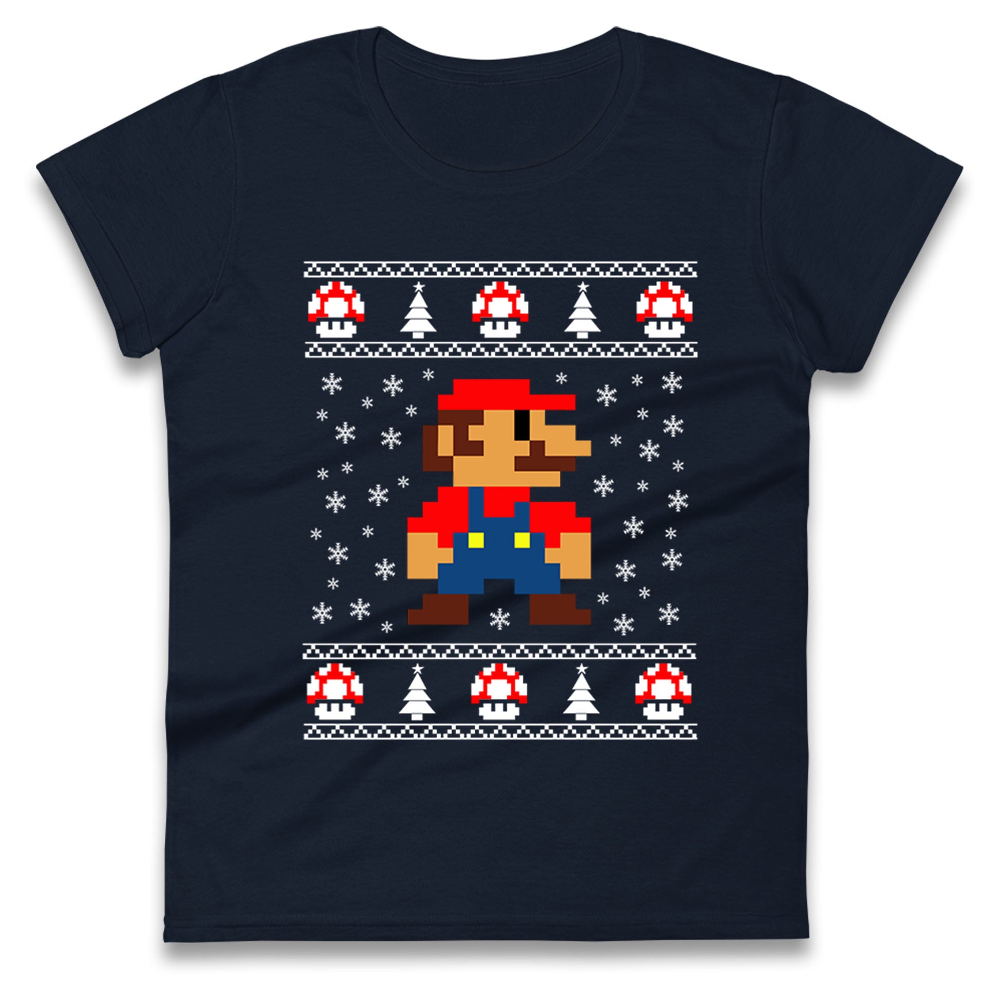 super mario christmas womens t shirt