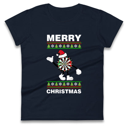 dartboard christmas santa costume womens t shirt